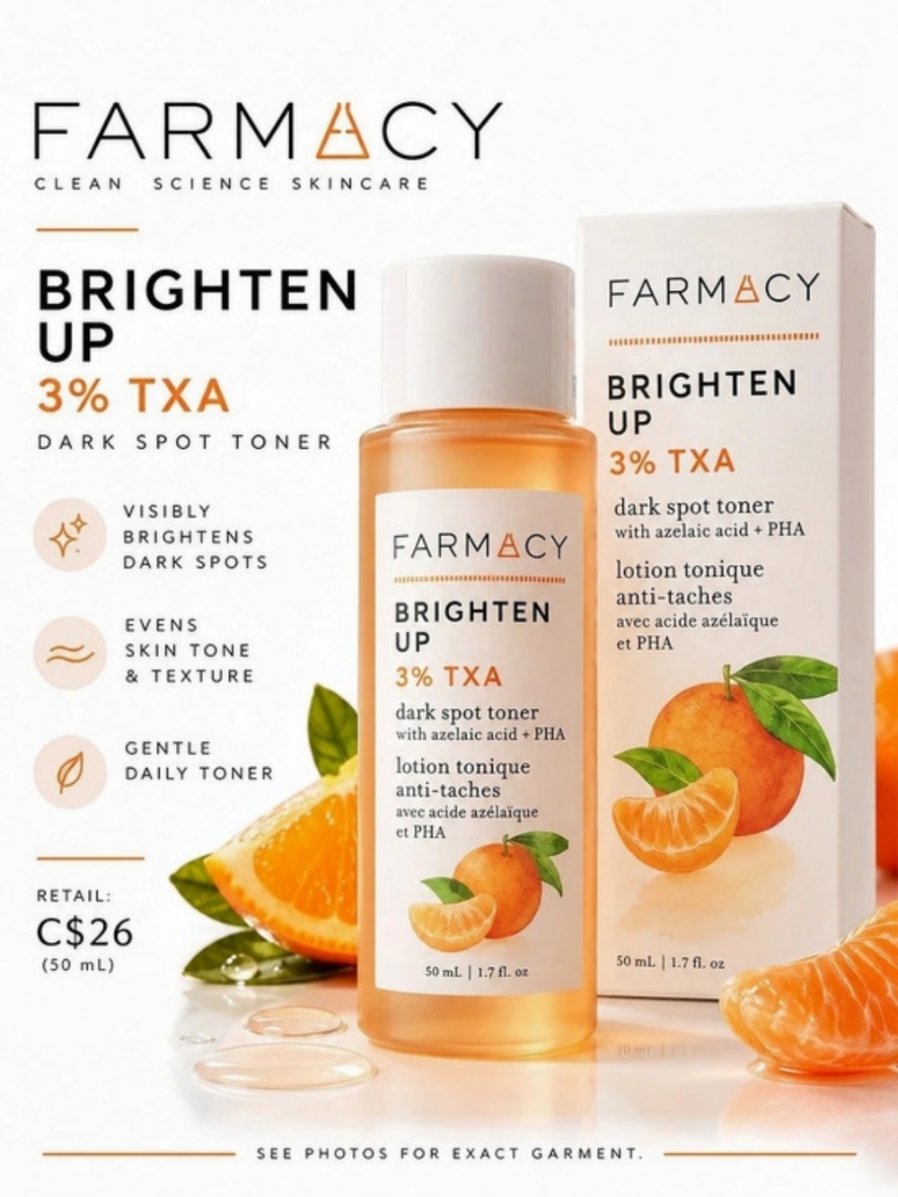 Farmacy Brighten Up 3% TXA Dark Spot Toner SEALED I BOX  NWT alchohol free!